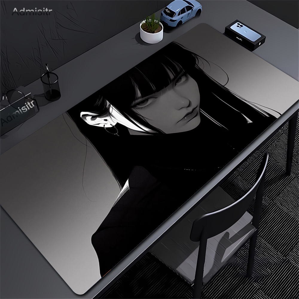 Desk Setup Pink - Черный аниме темная девушка настольный коврик