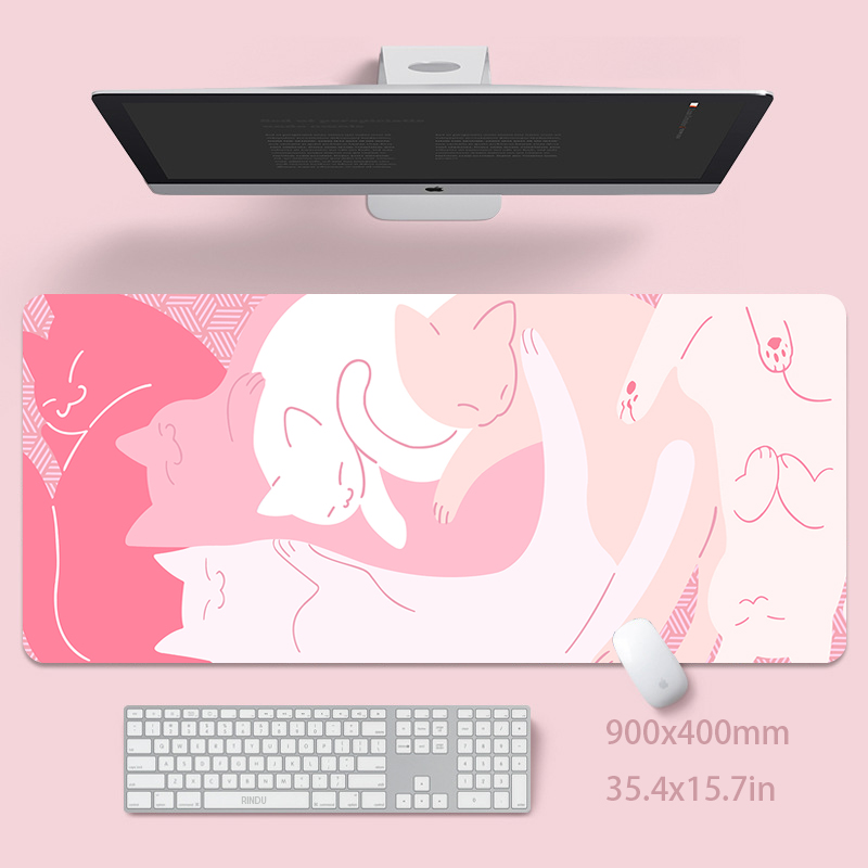 Desk Setup Pink - Большой коврик для мыши с милым
