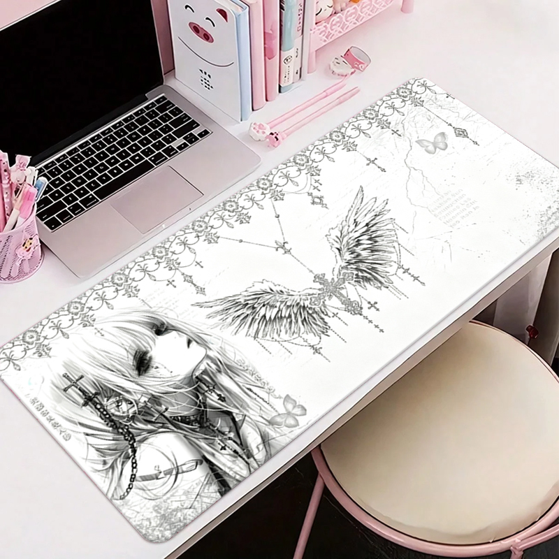 Desk Setup Ergonomic - Кожаный коврик для мыши, черно-белый, в