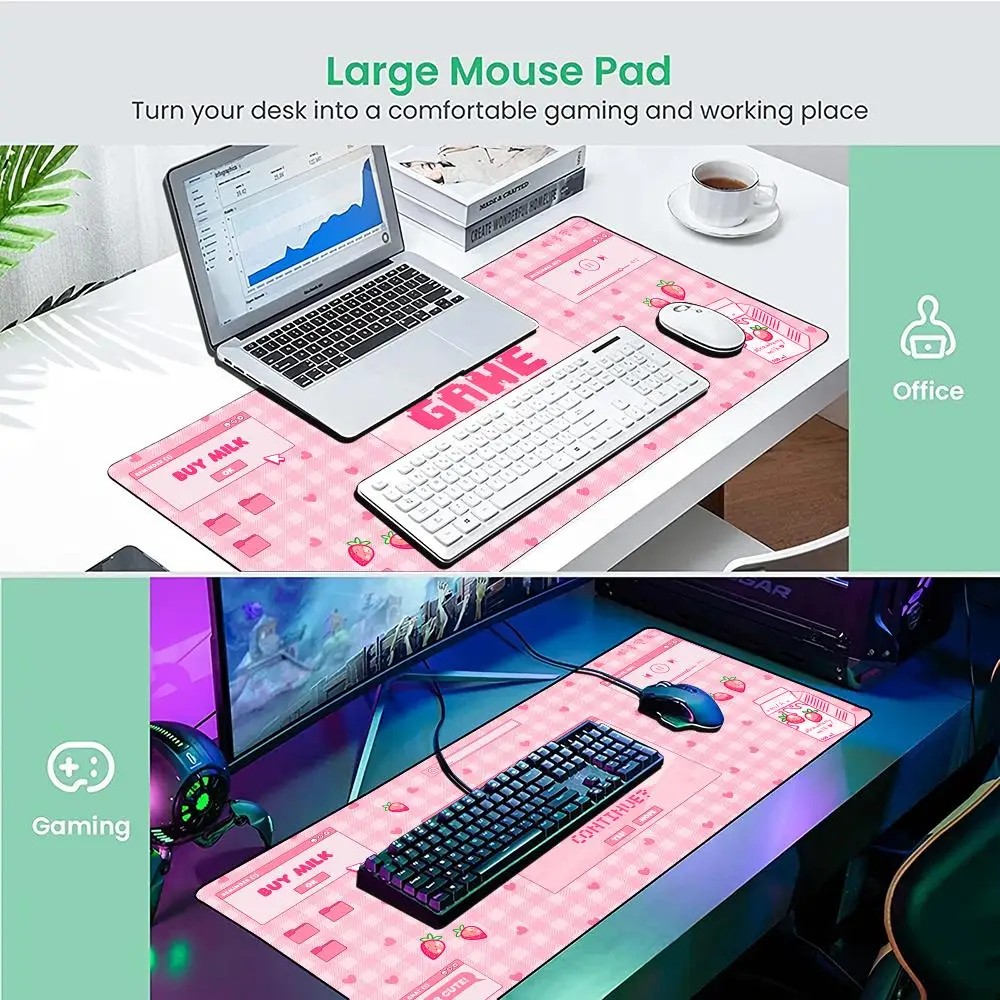 Большой коврик для мыши VIKAMA – обзор и цена Desk Setup Pink